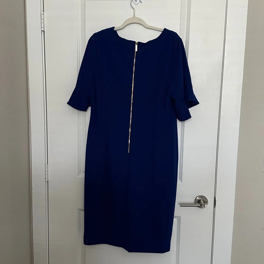 Calvin Klein Navy Dress with Ruffle Sleeves - Picture 3 of 3